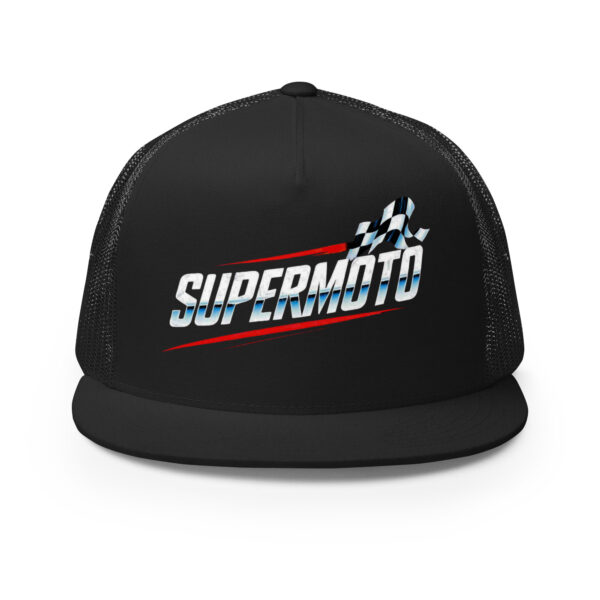 SuperMoto Checkered Flag Red Black Trucker Cap