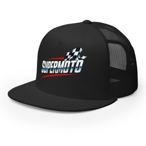 SuperMoto Checkered Flag Red Black Trucker Cap - Image 2