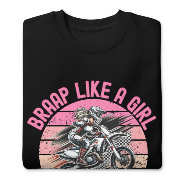 Supermoto Braap Like a Girl White Bike Premium Sweatshirt