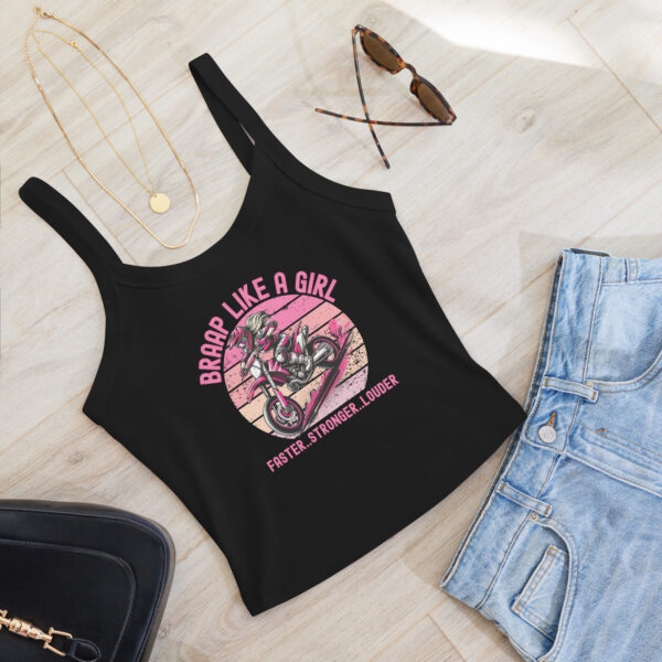 Supermoto Braap Like a Girl Pink Bike Women’s micro-rib tank top - Image 2