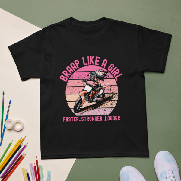 SuperMoto Braap Like a Girl Orange Bike Youth t-shirt