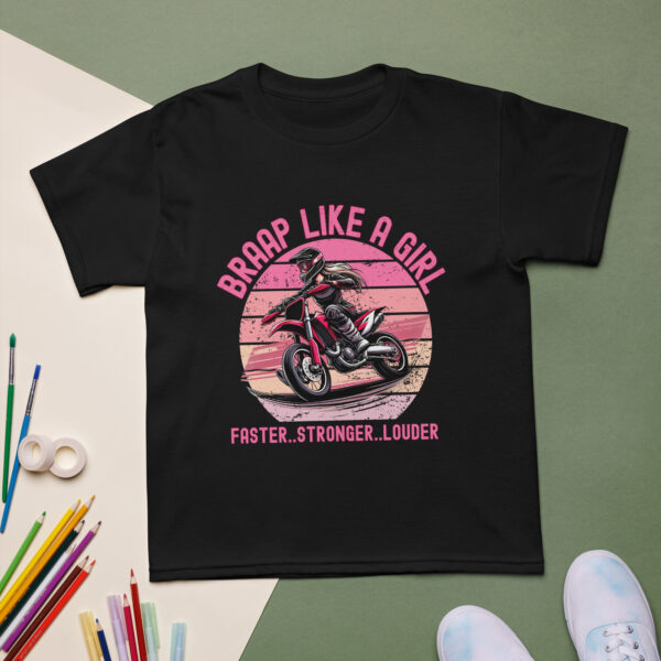 Supermoto Braap Like a Girl Red Bike Youth t-shirt